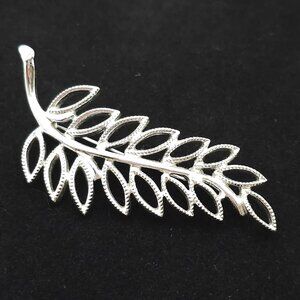 VTG Emmons Brooch Silver Tone Filigree Leaf Natural Boho Fairy Cottage Core‎ Pin